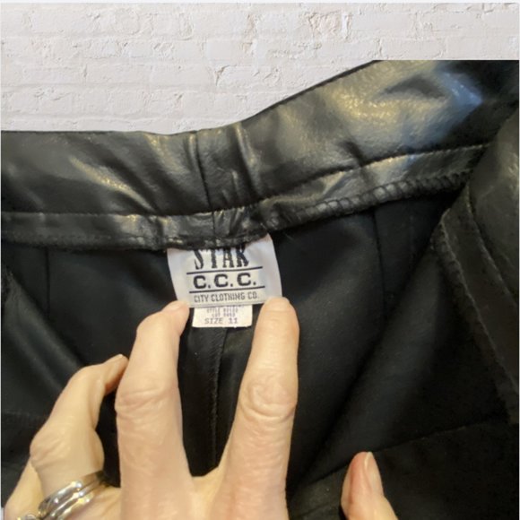 VINTAGE STAR CITY CLOTHING COMPANY -- Pleather Pants, Straight Leg, Front Zip - Picture 7 of 9